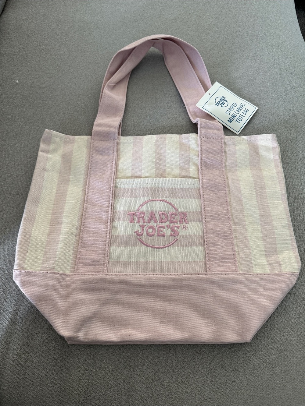 Trader Joe's Pink Striped Canvas Tote